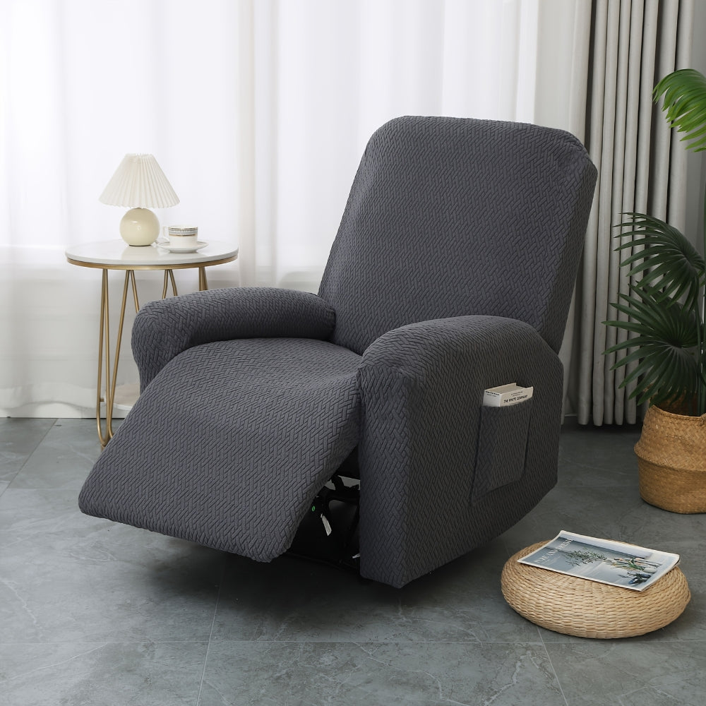 Juno Fitted Recliner Chair Cover Soft Pocket Charcoal Drift