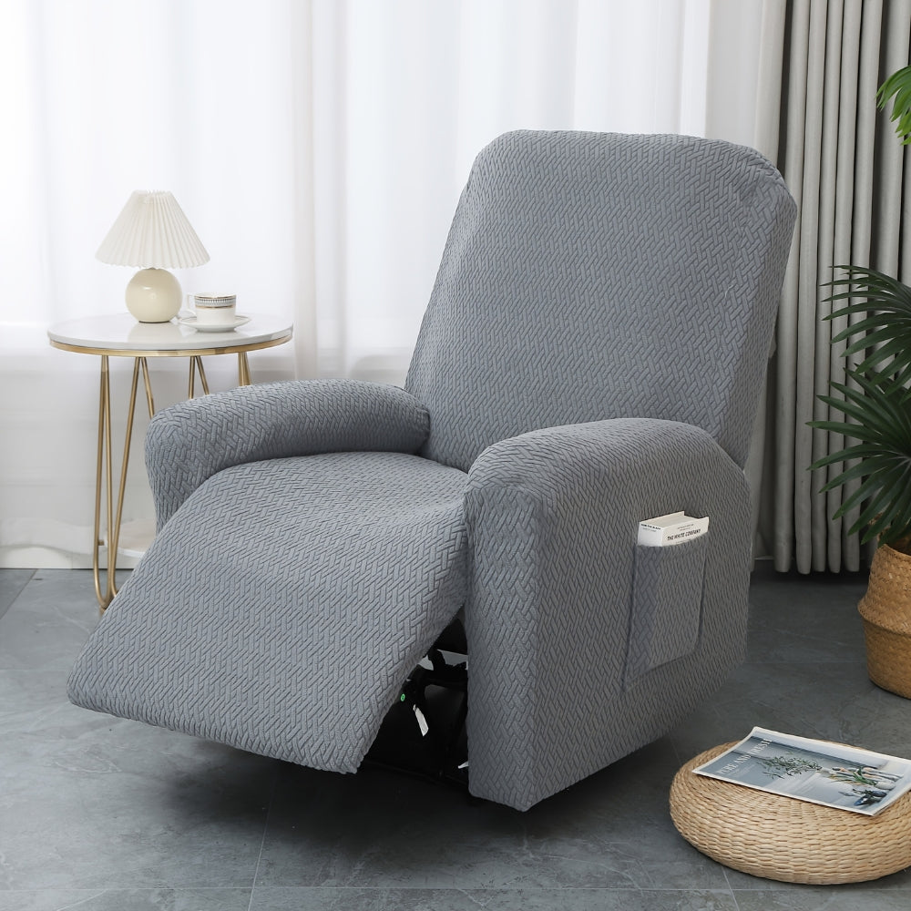 Juno Fitted Recliner Chair Cover Soft Pocket Steel Cloud