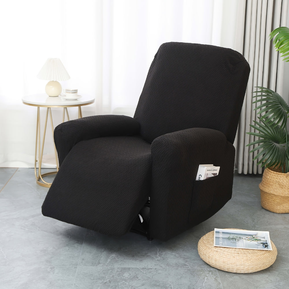 Juno Fitted Recliner Chair Cover Soft Pocket Obsidian Shade