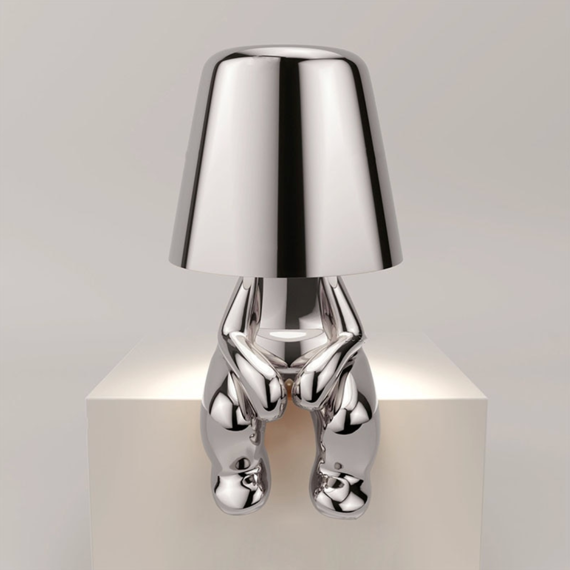 Jupiter Figurine Cordless Table Lamp Waiting Silver