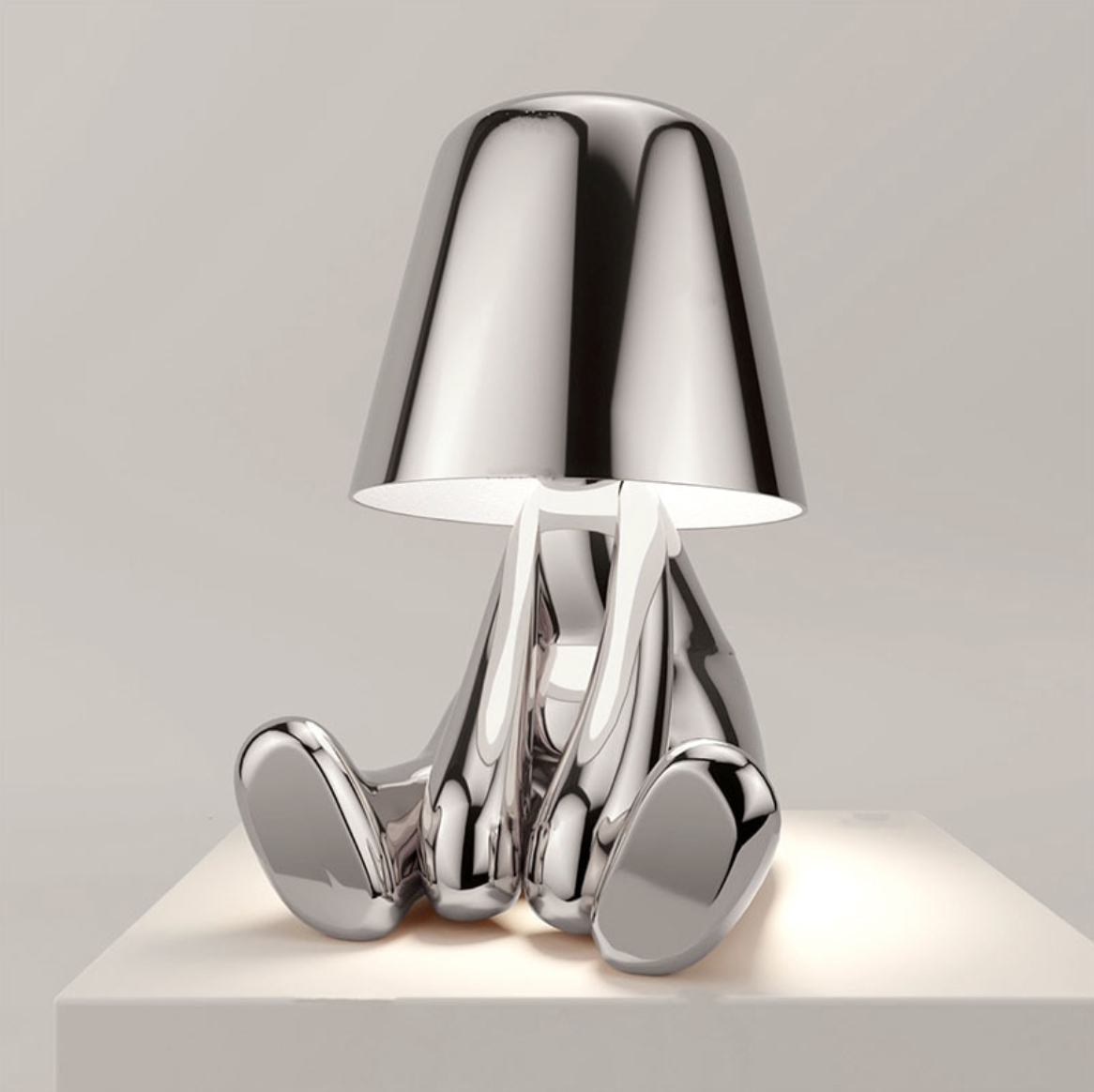 Jupiter Figurine Cordless Table Lamp Bored Silver