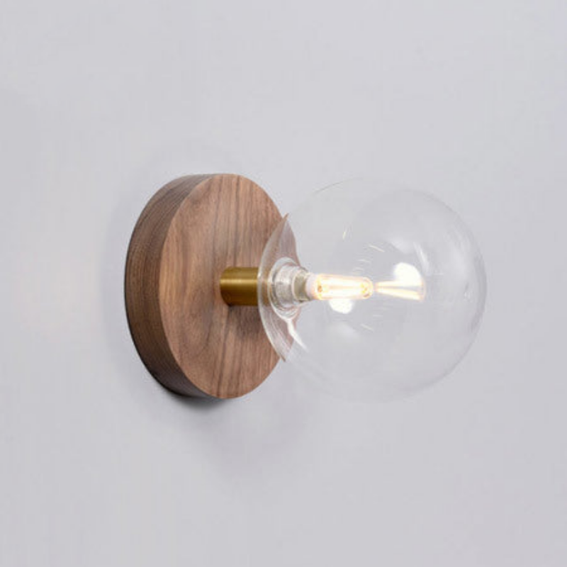 Kamp Wood & Glass Wall Lamps Clear Glass