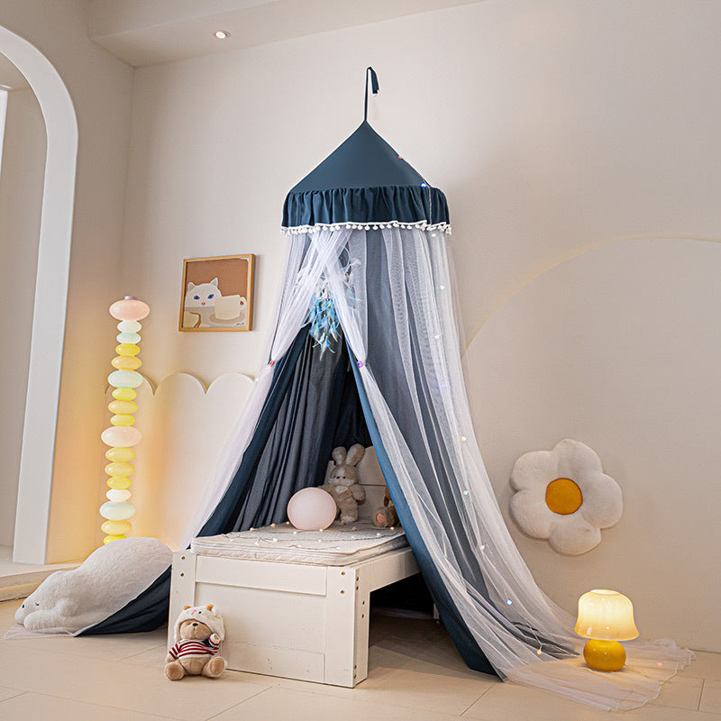 Kids Bed Canopy Tent with Pom-Pom Trim