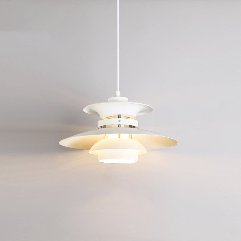 Kira Metal & Wood Layered LED Pendant Light White