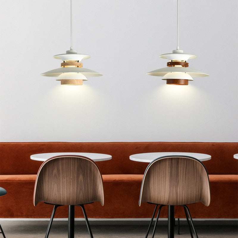Kira Metal & Wood Layered LED Pendant Light