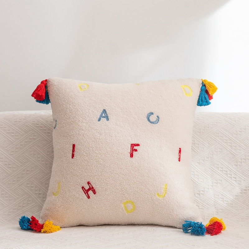 Kit Kat Whimsical Embroidered Pillow Covers Alphabet