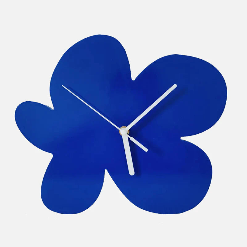 Klein Blue Geometric Wall Clock Flower