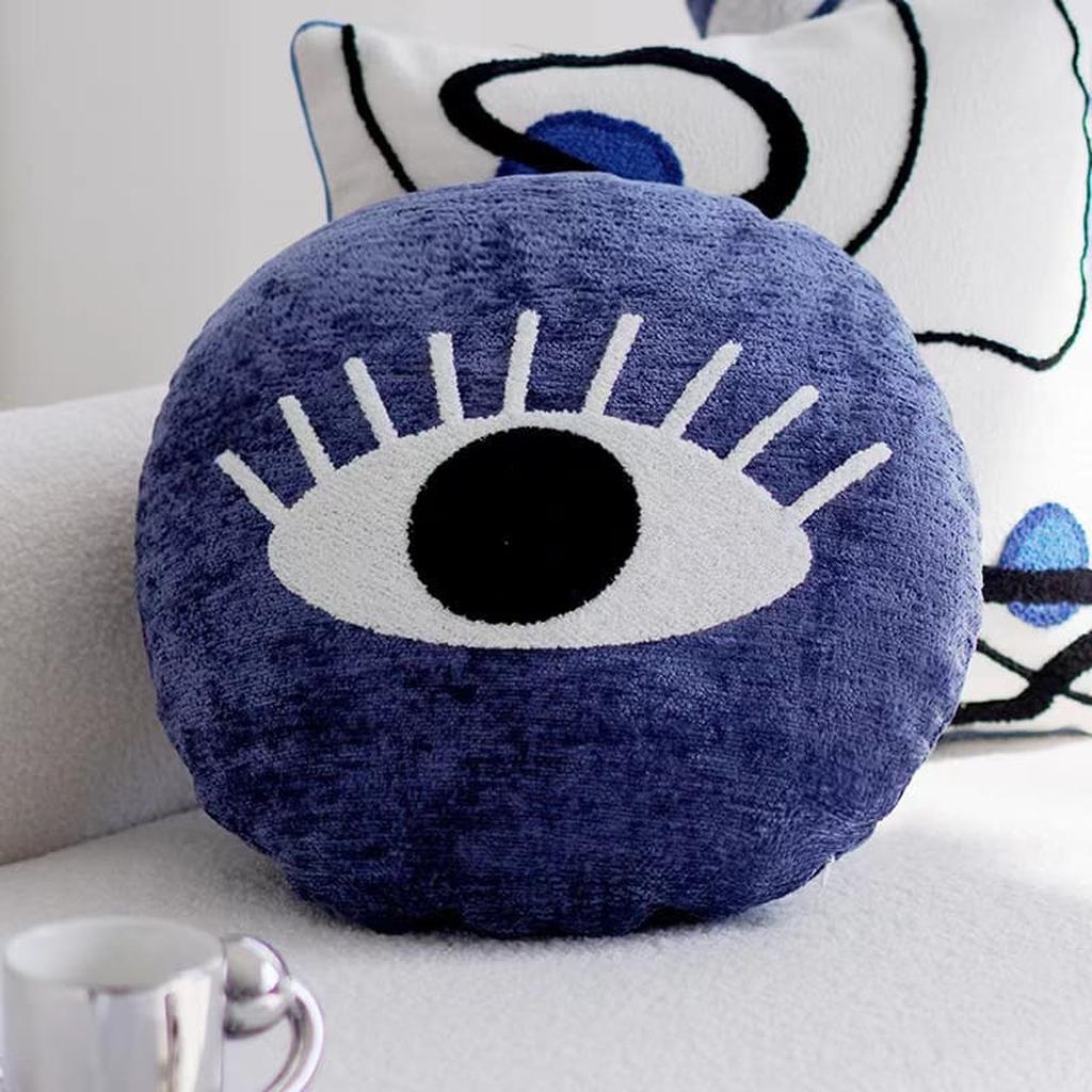 Klein Blue Tufted Throw Pillow