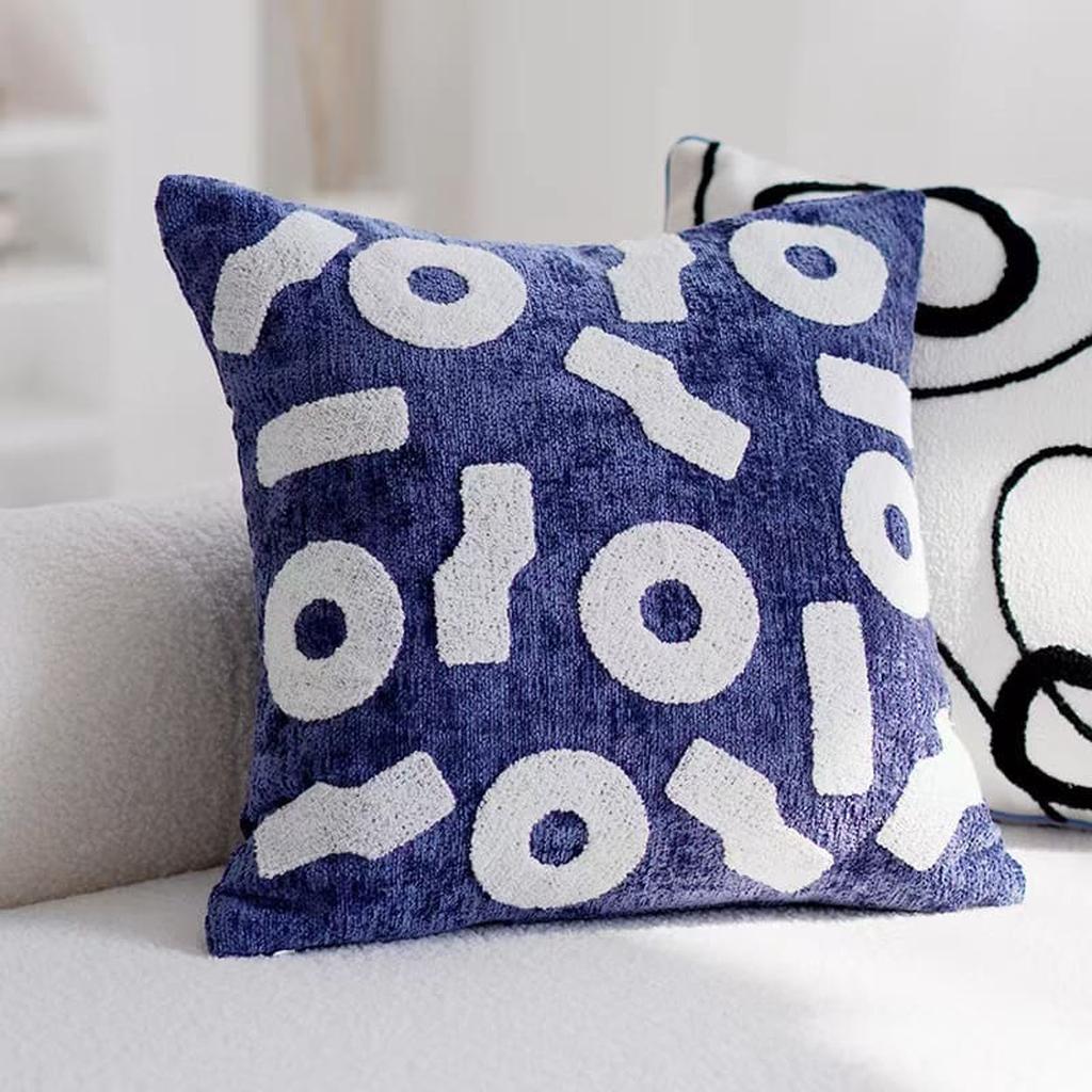 Klein Blue Tufted Throw Pillow Blue Square