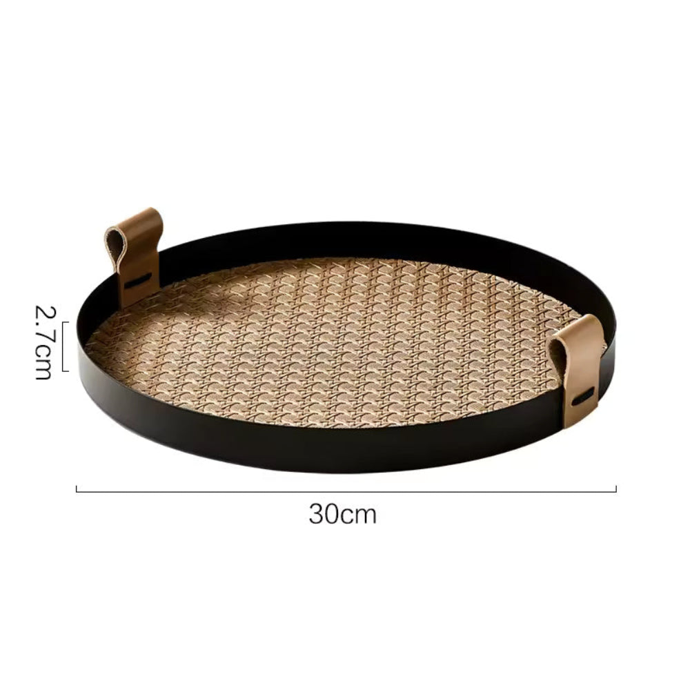 Nordic-Inspired Rattan Weave Tray Brown Large