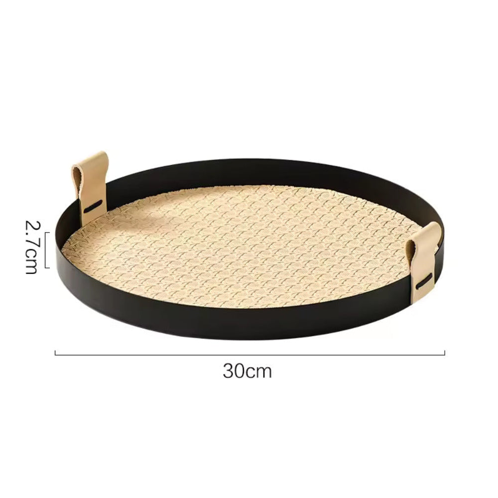 Nordic-Inspired Rattan Weave Tray Beige Large