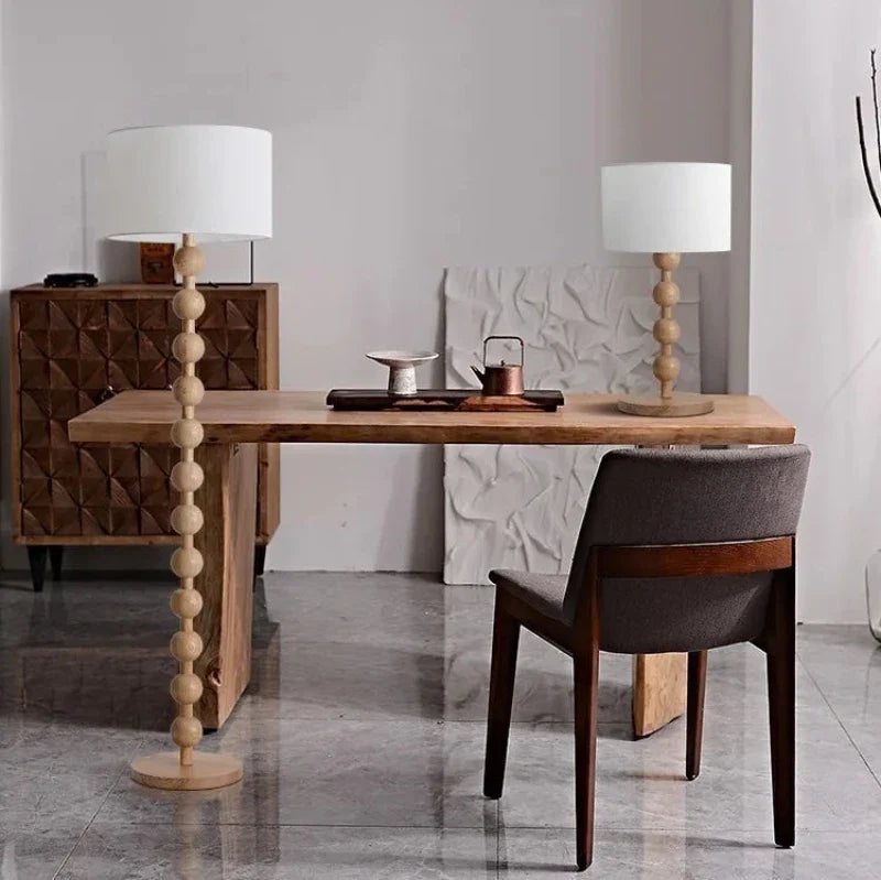 Lana Wood Rounds Table & Floor Lamp