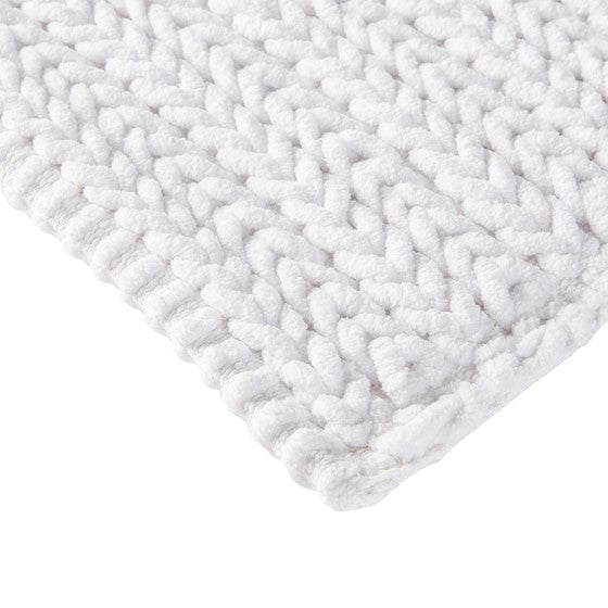 Lasso Cotton Chenille Chain Stitch Rug White