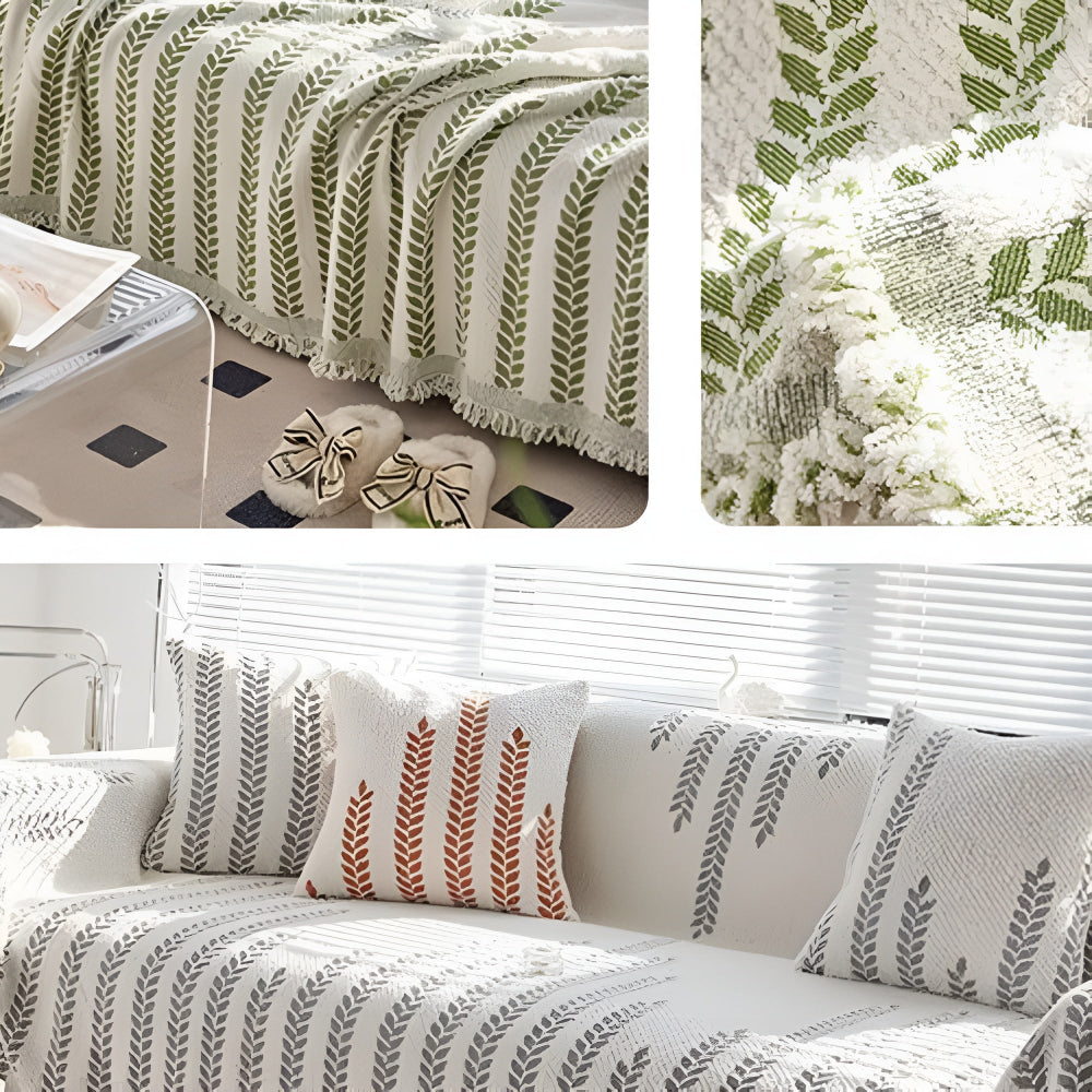 Leaf Fringed Lace Sofa Cover