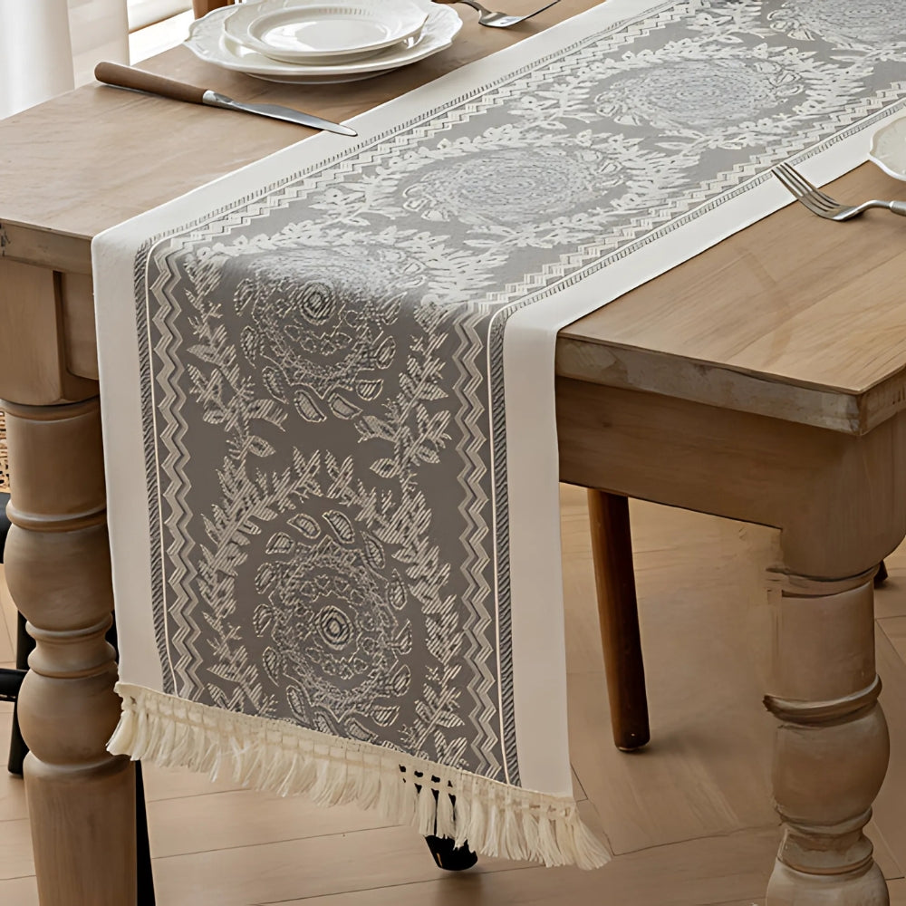 Leona Luxury Linen Table Runner Ash Garden