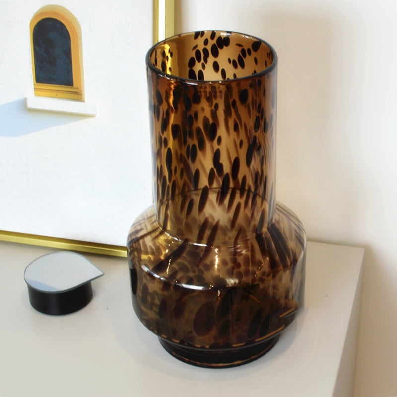 Leopard Murano Glass Vase