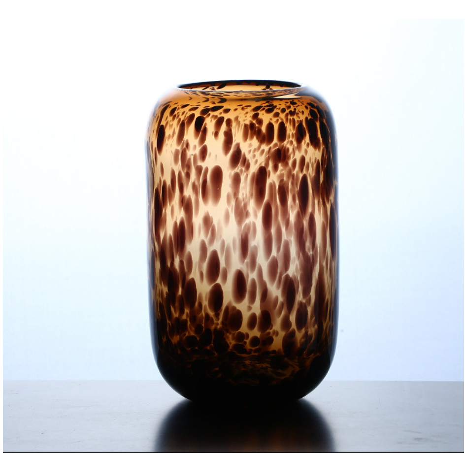 Leopard Murano Glass Vase Round Vase Large