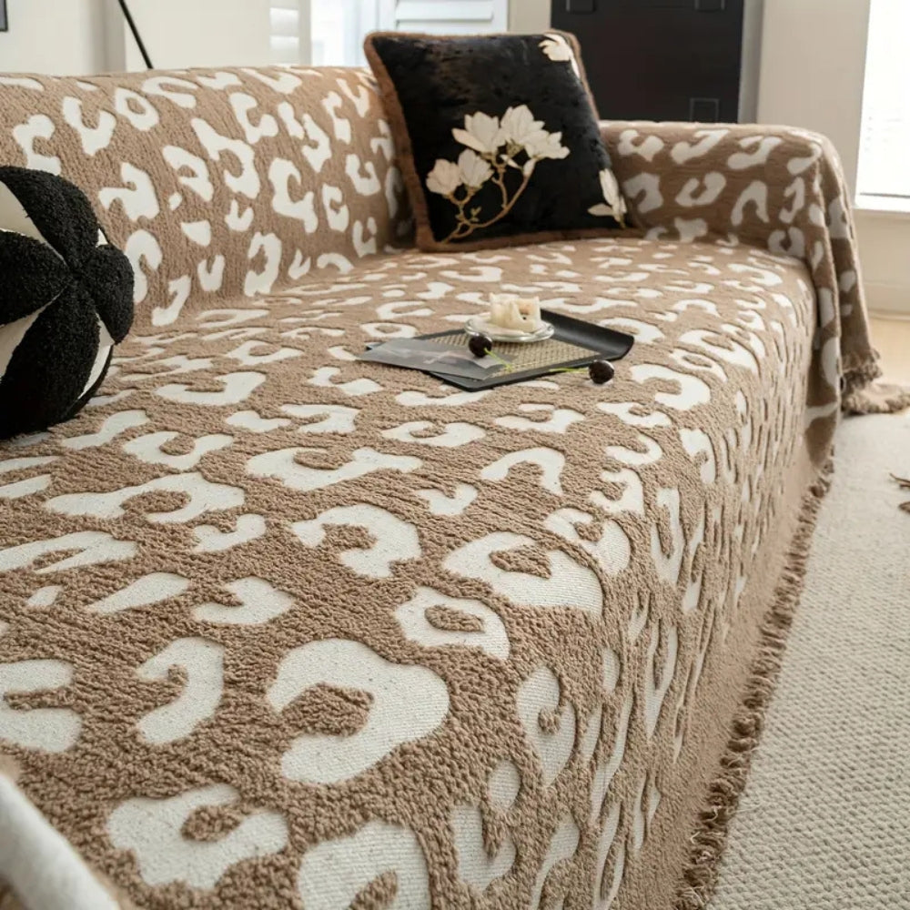 Leopard Print Bohemian Sofa Cover Cocoa Patch