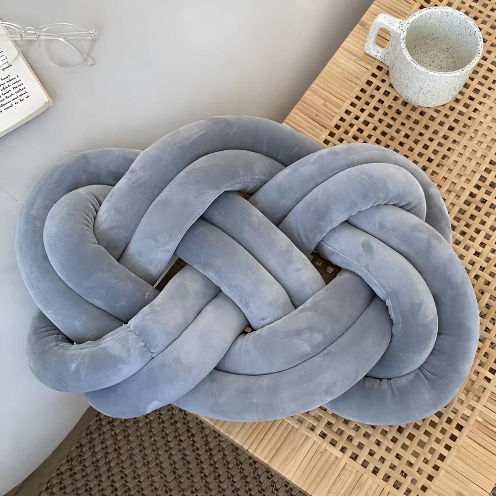Braided Plush Cushion Light Gray