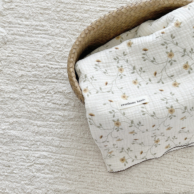 Lilac Floral Muslin Baby Blanket & Pillow Set - 47"×51"