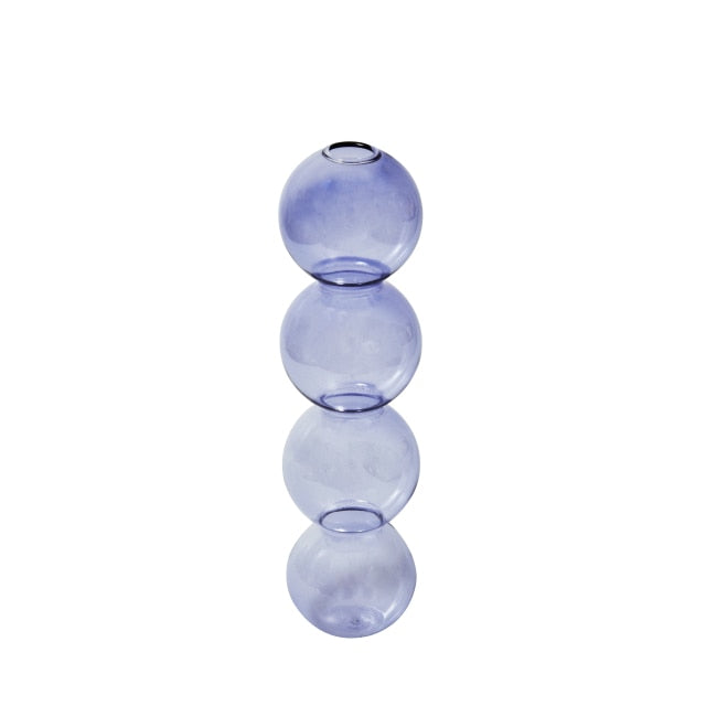 Lilac Glass Candle Holders Tall Ball Cord