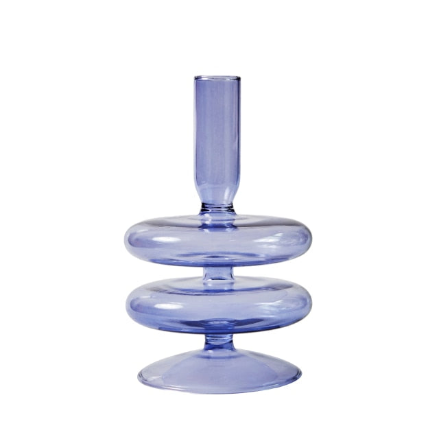 Lilac Glass Candle Holders Trumpet