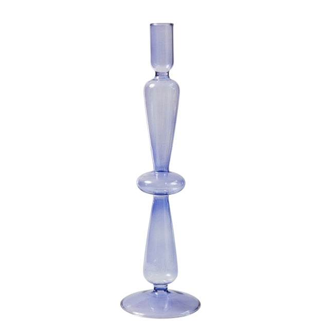 Lilac Glass Candle Holders Flute