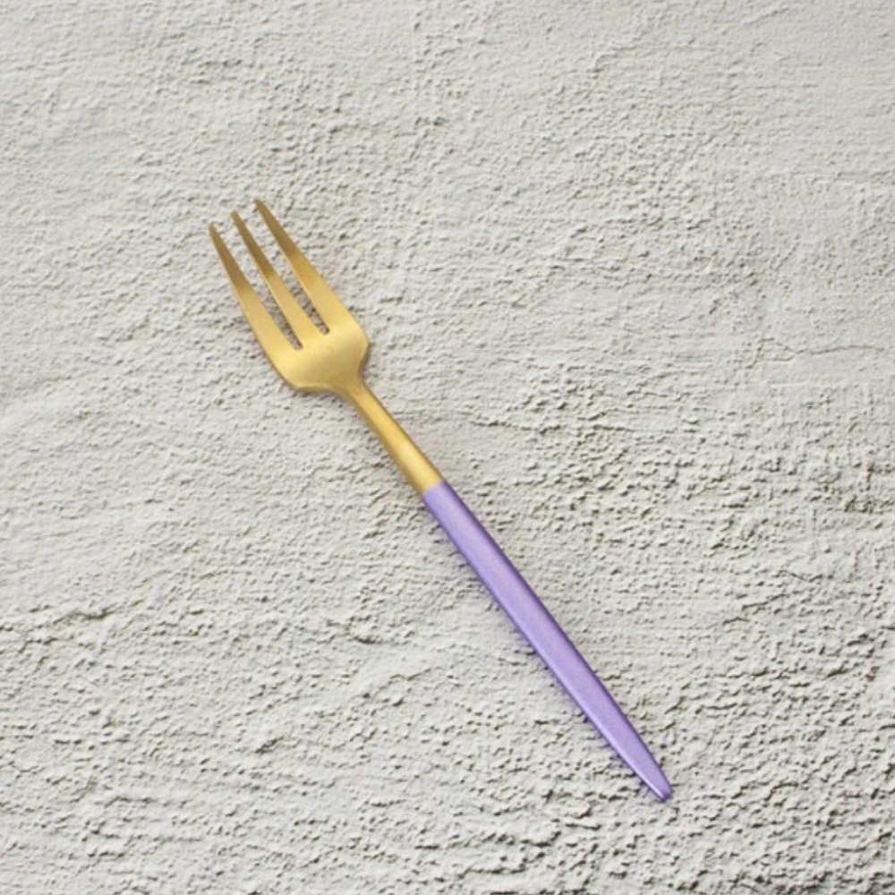 Lilac Gold Stainless Steel Flatware Set Fruit Fork