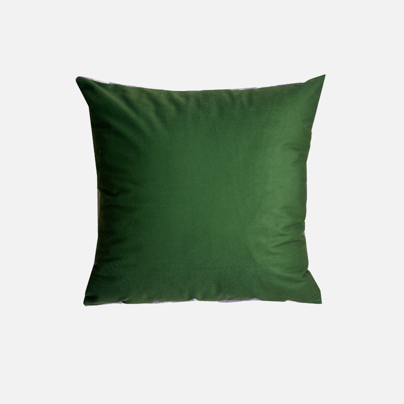 Lilac Green Floral Check Pillow Cover Green