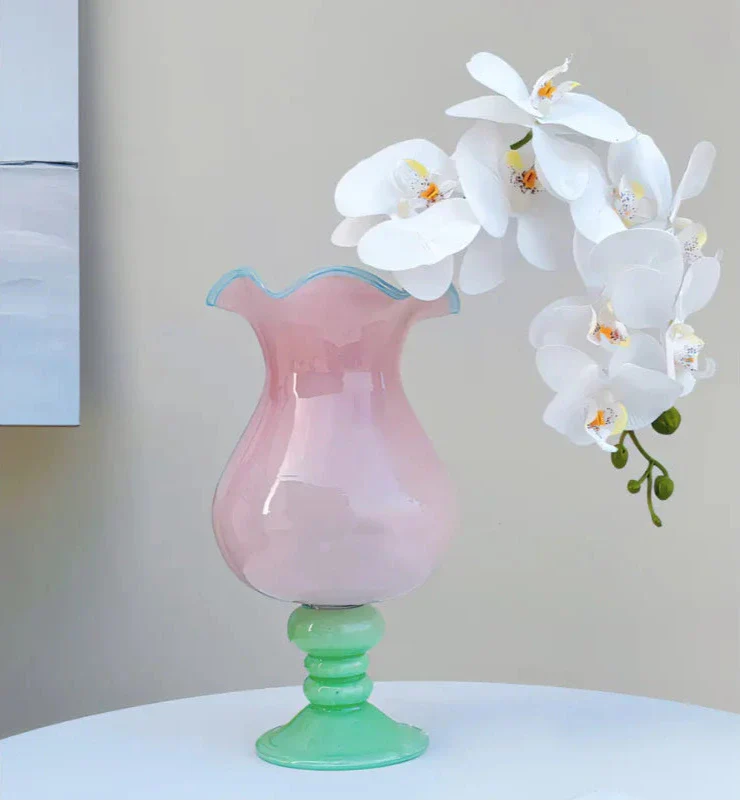 Lily Bloom Pedestal Glass Vase