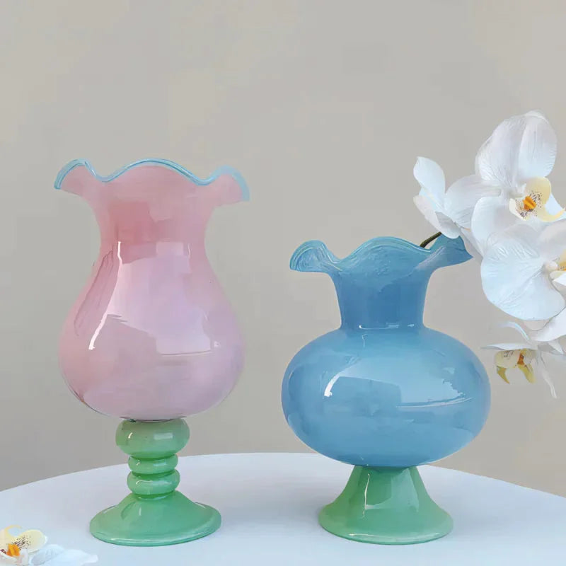 Lily Bloom Pedestal Glass Vase