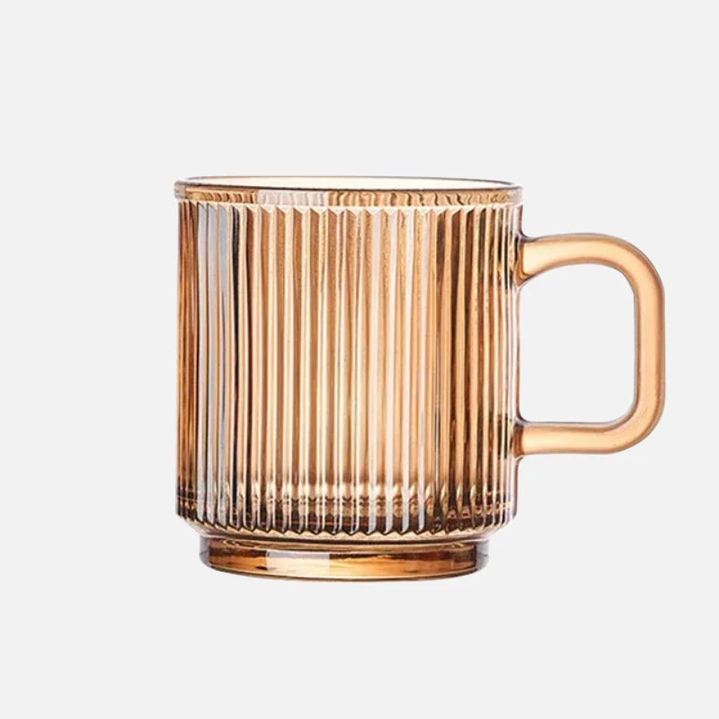 Linear Elegance Glass Mug Amber