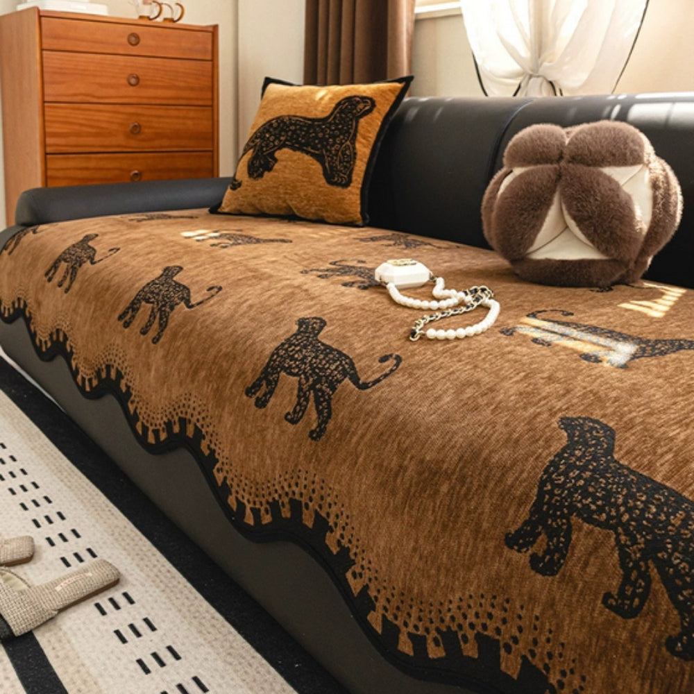 Lion Wavy Non-Slip Sofa Cover Savannah Shade
