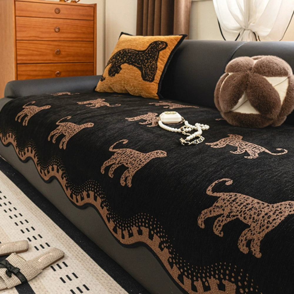 Lion Wavy Non-Slip Sofa Cover Desert Shadow