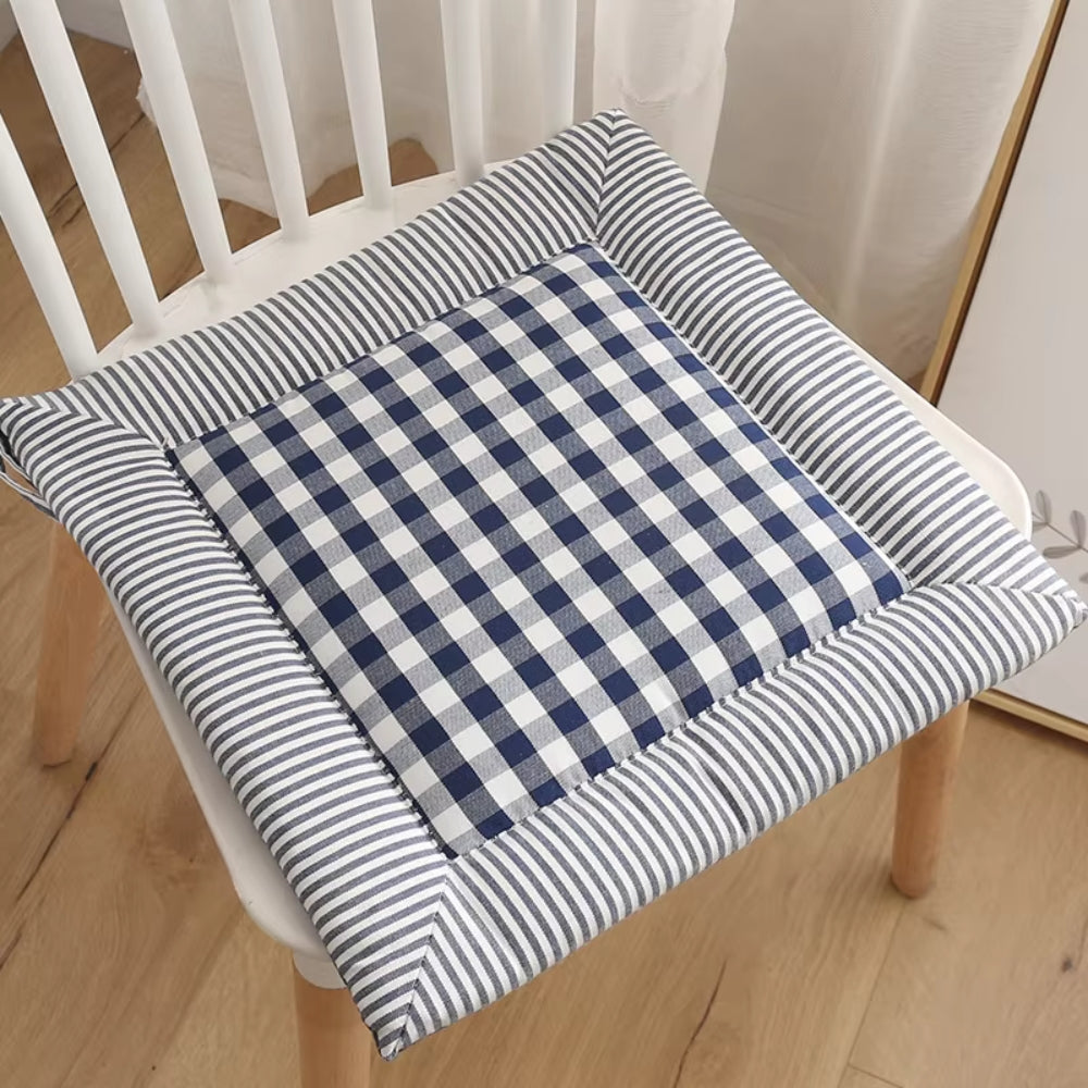 Liven Cotton Seat Pad Dining Chair Cushion Navy Stripe