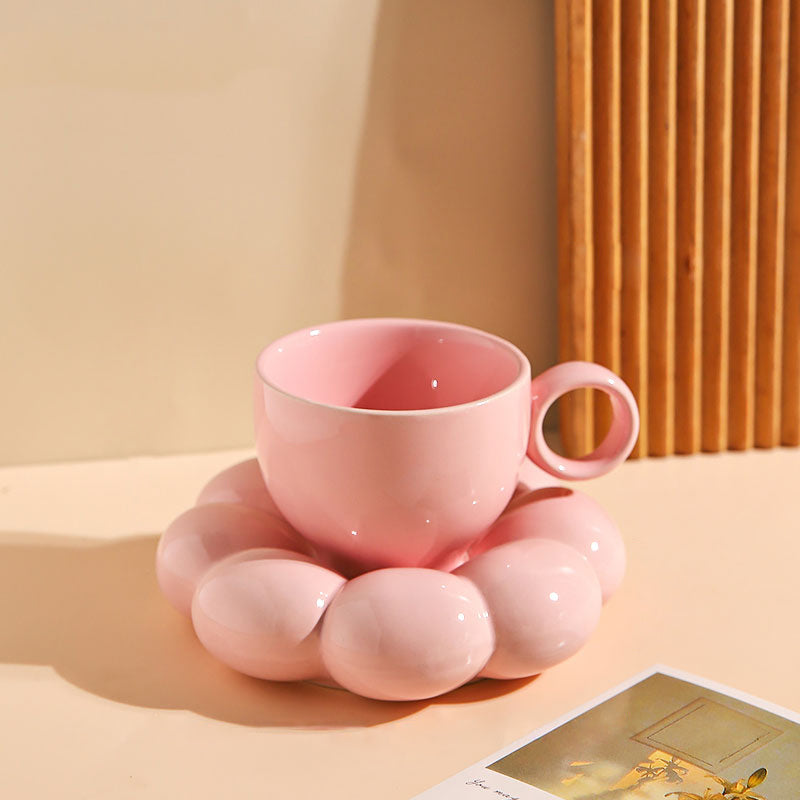 Love Me Flower Ceramic Cup & Saucer Set Pink