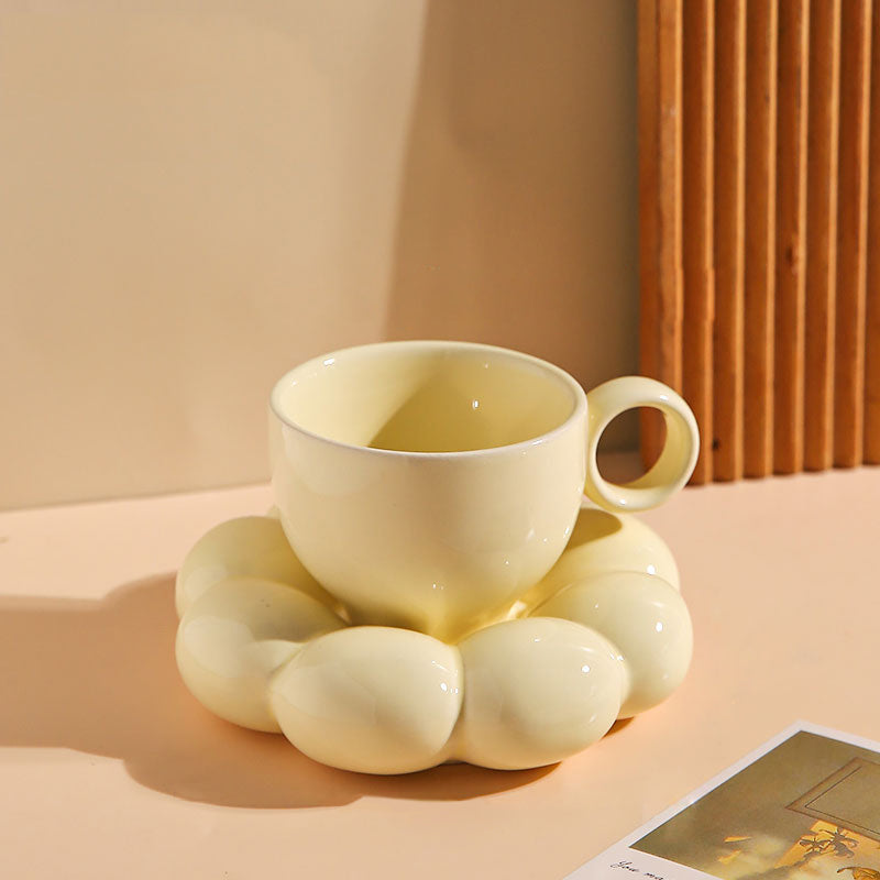 Love Me Flower Ceramic Cup & Saucer Set Cream
