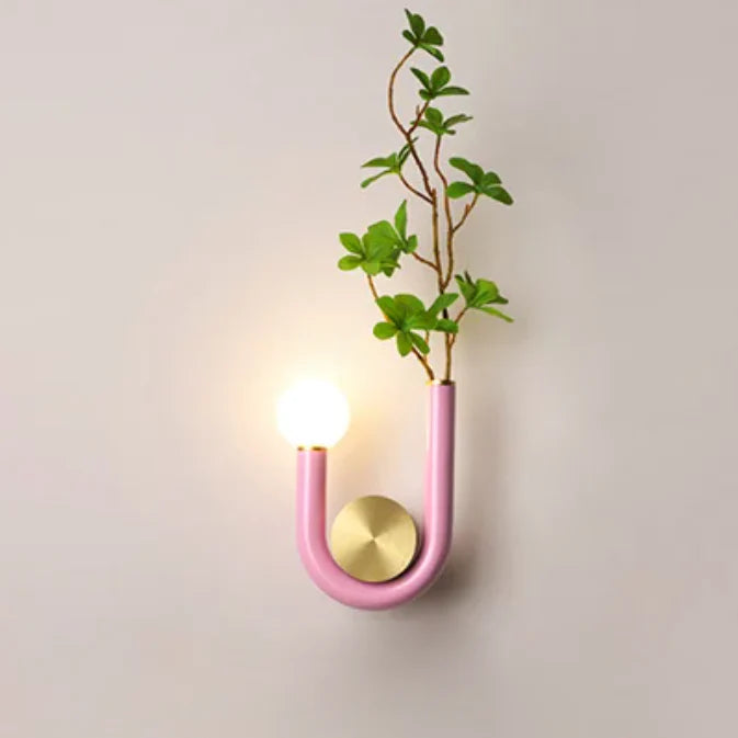 Luna U-shaped Wall Lamp Pink Single Bulb