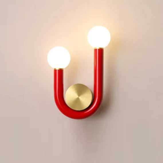 Luna U-shaped Wall Lamp Red Double Bulb