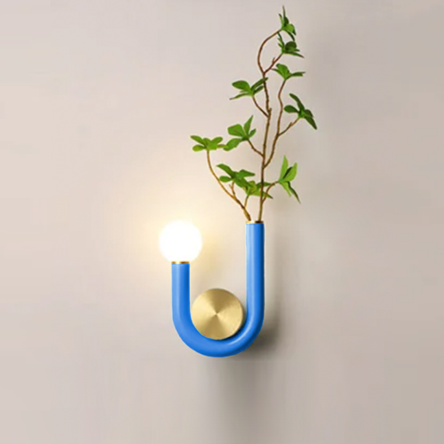 Luna U-shaped Wall Lamp Blue Single Bulb