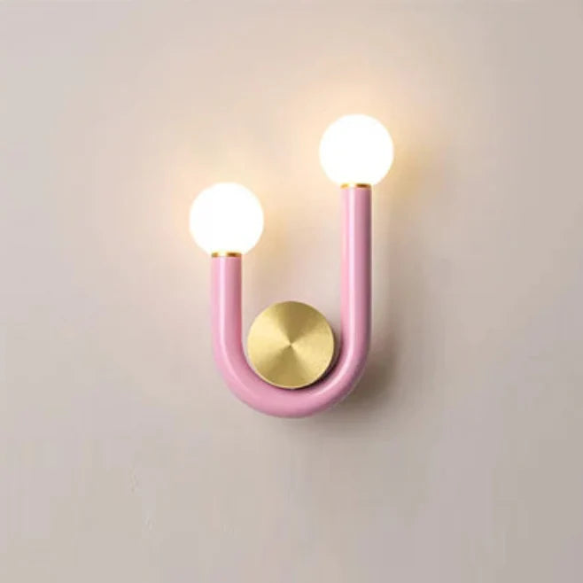 Luna U-shaped Wall Lamp Pink Double Bulb