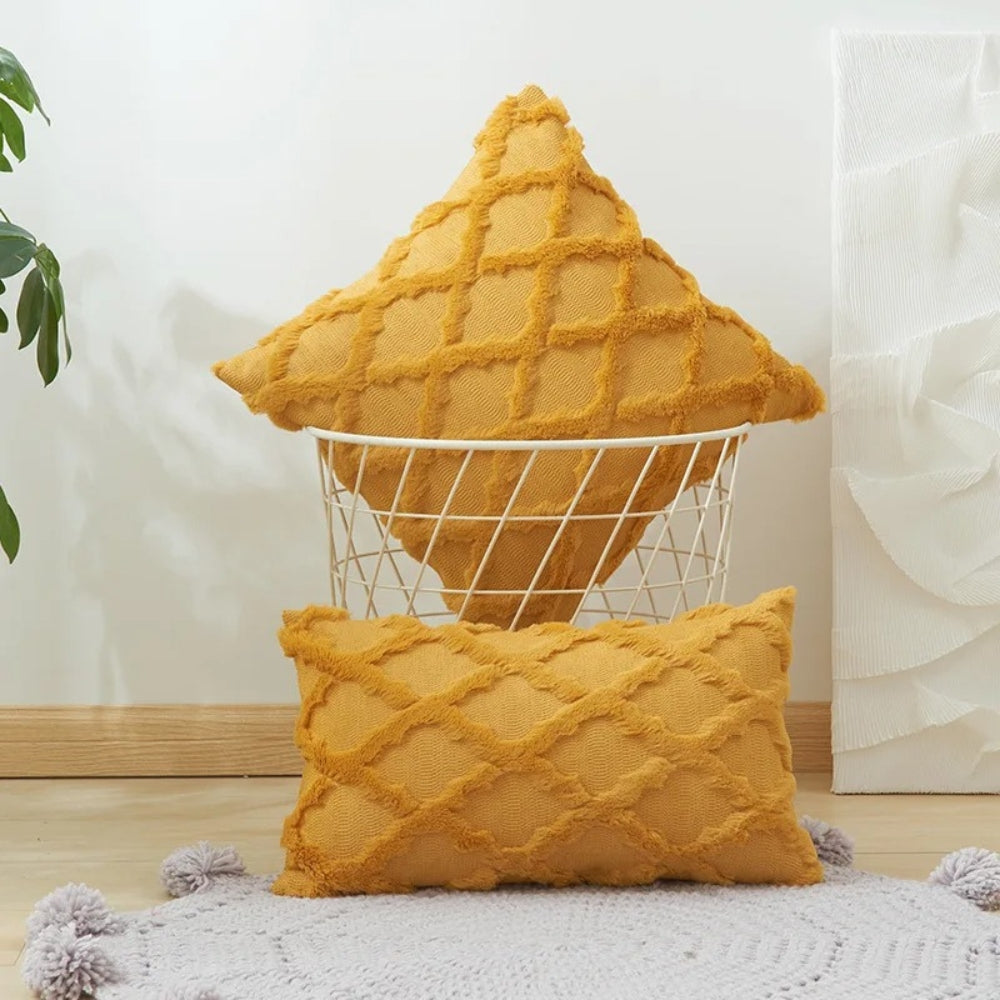 Lunel Velvet Boho Style Pillow Cushion Cover Golden Mustard