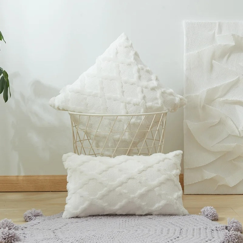 Lunel Velvet Boho Style Pillow Cushion Cover Cream White