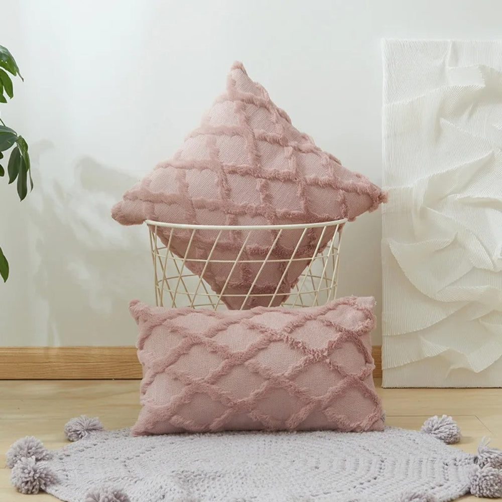 Lunel Velvet Boho Style Pillow Cushion Cover Dusty Rose