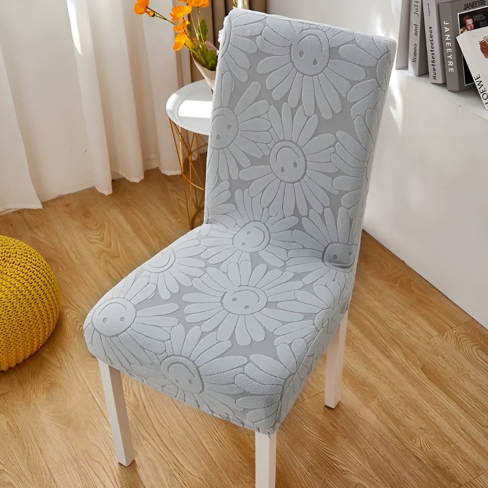 Fleur Smiley Flower Stretch Chair Cover Frost Gray