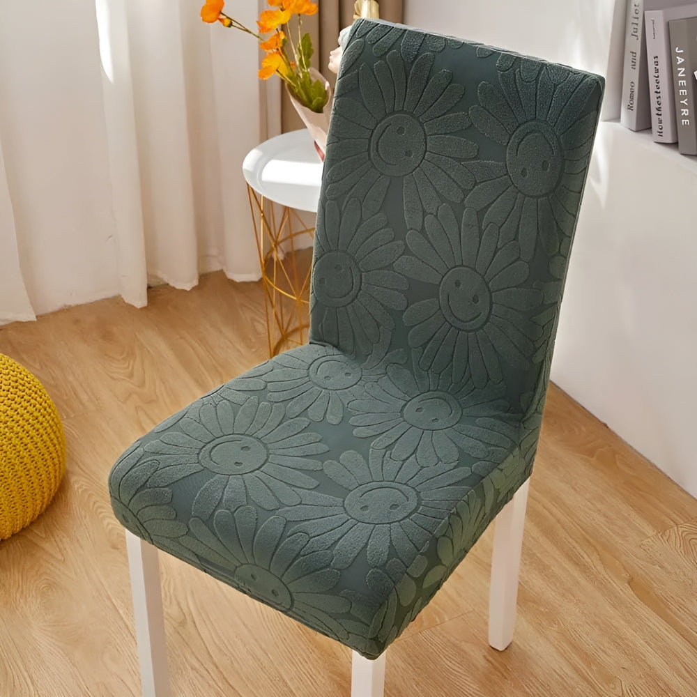 Fleur Smiley Flower Stretch Chair Cover Mossy Shade