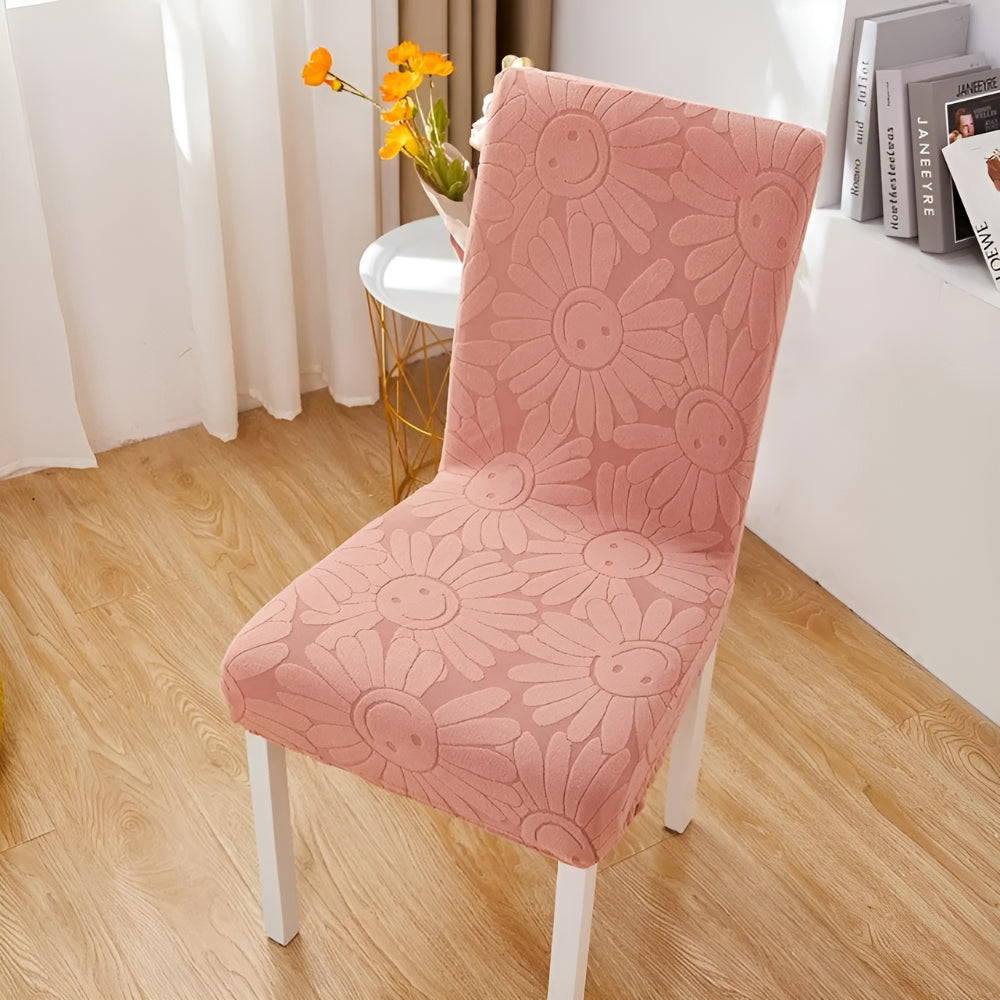 Fleur Smiley Flower Stretch Chair Cover Rosy Blush