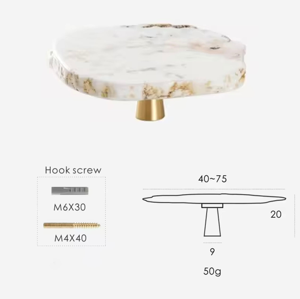 Luxe White Turquoise Stone Knob & Pull Medium Knob Hook