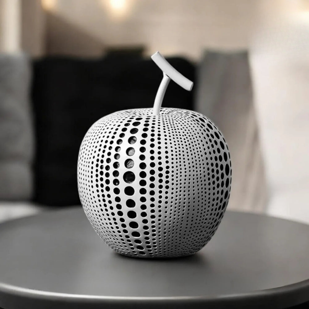 Luxurious Polka Dot Apple Sculpture Ivory Grace