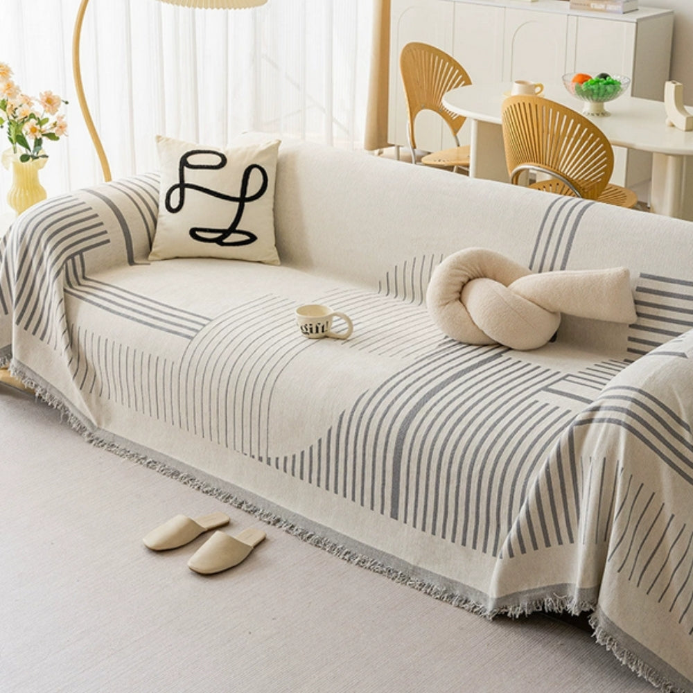 Luxurious Snowflake Chenille Sofa Cover Ivory Stream
